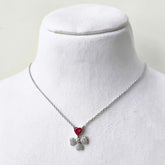 Ruby Heart Blossom Necklace 3.76 Grams, Silver